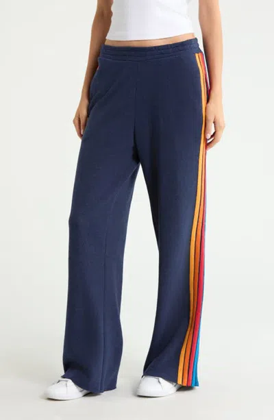 Aviator Nation 5-stripe Wide Leg Sweatpants In Navy