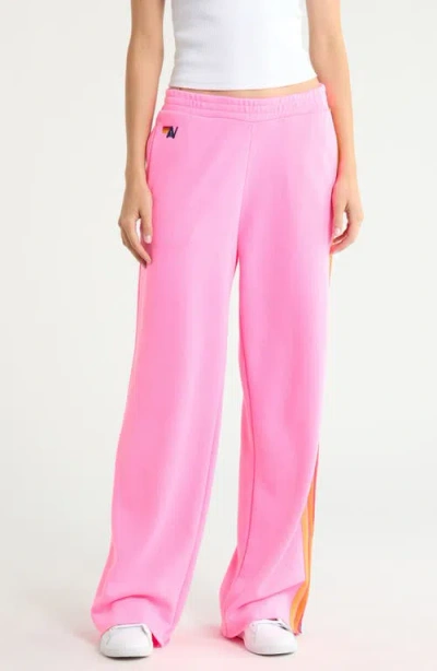 Aviator Nation 5-stripe Wide Leg Sweatpants In Pink