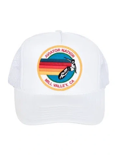 Pre-owned Aviator Nation Adjustable Embroidered Baseball Hat In White