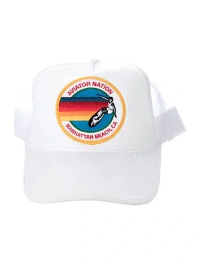 Pre-owned Aviator Nation Adjustable Mesh Baseball Cap In White