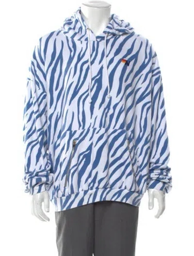 Pre-owned Aviator Nation Animal Print Crew Neck Hoodie In Blue