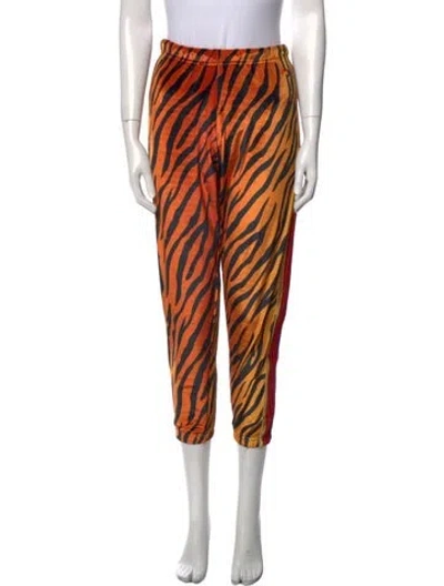 Pre-owned Aviator Nation Animal Print Embroidered Accent In Orange