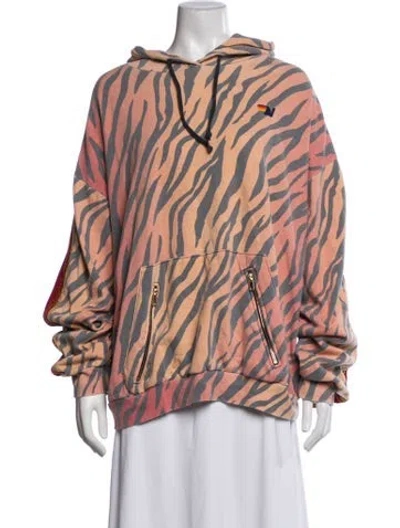 Pre-owned Aviator Nation Animal Print Jacket In Orange