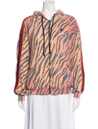 Pre-owned Aviator Nation Animal Print Jacket In Orange
