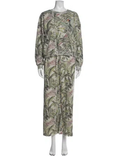 Pre-owned Aviator Nation Animal Print Lounge Set In Green