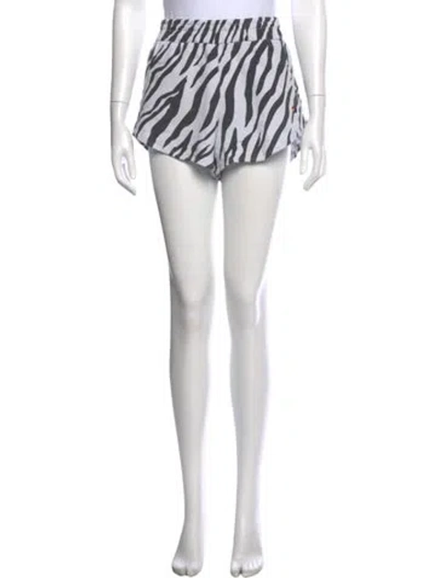 Pre-owned Aviator Nation Animal Print Mini Shorts In White