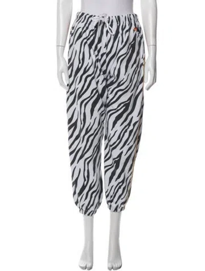 Pre-owned Aviator Nation Animal Print Sweatpants In White