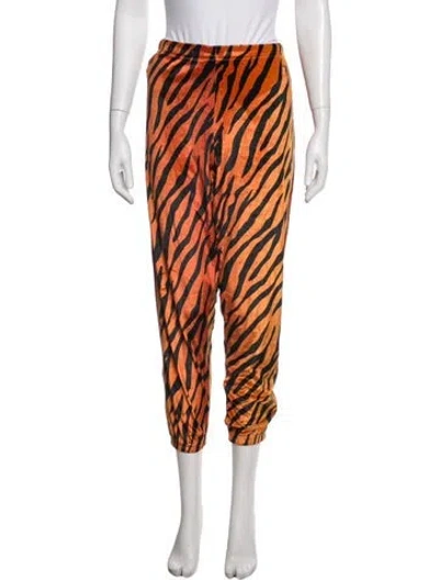 Pre-owned Aviator Nation Animal Print Wide Leg Pants In Orange