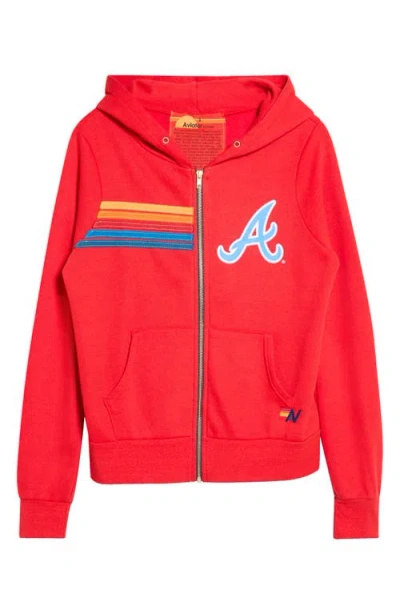 Aviator Nation Atlanta Braves Full Zip Graphic Hoodie In Red