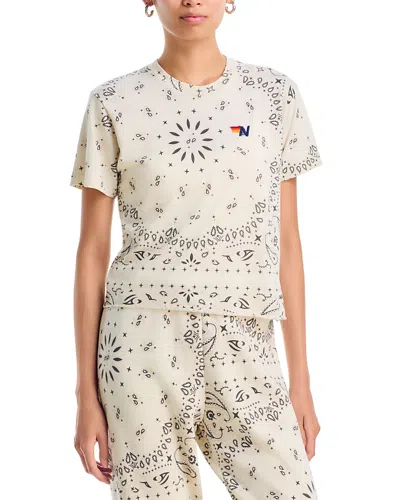 Aviator Nation Bandana Crewneck Boyfriend Tee In White