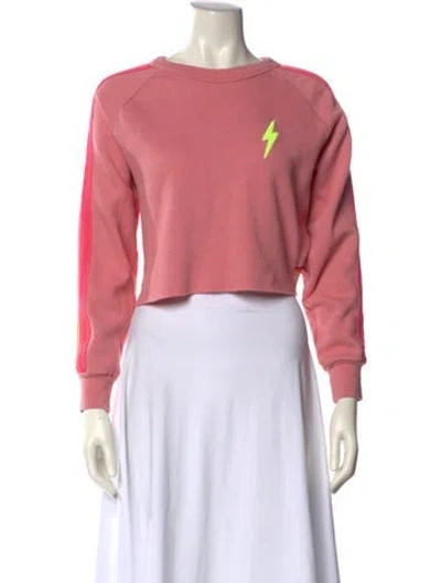 Pre-owned Aviator Nation Bateau Neckline Long Sleeve Sweatshirt In Pink