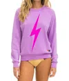 Aviator Nation Bolt Crew Sweatshirt In Neon Purple/neon Pink In Pink