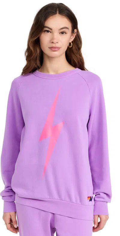 Aviator Nation Bolt Crew Sweatshirt Neon Purple/neon Pink