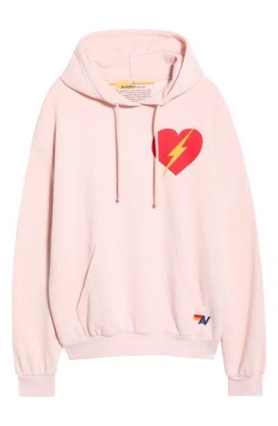 Aviator Nation Bolt Heart Hoodie In Pink