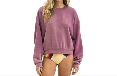 Aviator Nation Bolt Stitch 2 Relaxed Crew Sweatshirt In Faded Berry In Neutral