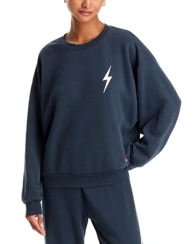 Aviator Nation Bolt Stitch Crewneck Sweatshirt In Blue