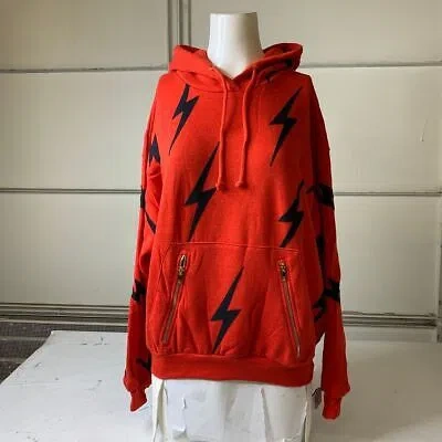 Pre-owned Aviator Nation Bolt Stitch Repeat Relaxed Hoodie Women's Size Xs Red