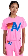 Aviator Nation Logo Boyfriend Tee In Neon Pink