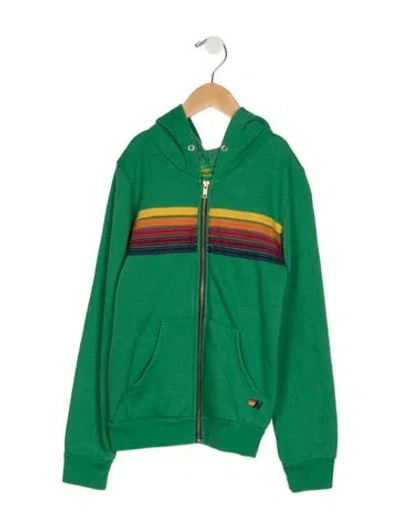 Pre-owned Aviator Nation Kids' Boys Branded Embroidered Hoodie In Green