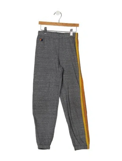 Pre-owned Aviator Nation Kids' Boys Branded Embroidered Sweatpants In Grey