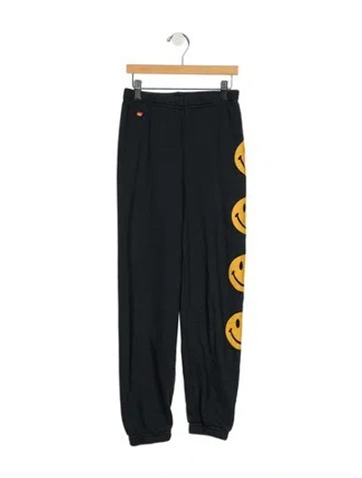 Pre-owned Aviator Nation Kids' Boys Branded Pattern Printed Sweatpants In Blue
