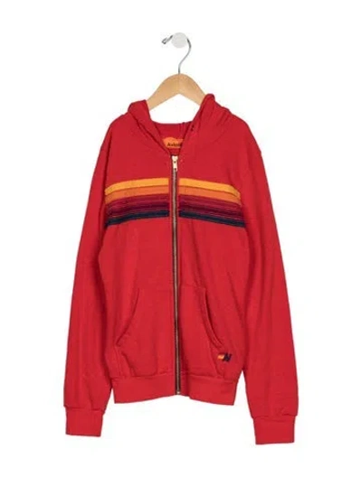 Pre-owned Aviator Nation Kids' Boys Branded Zip Closure Jacket In Red