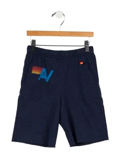 Pre-owned Aviator Nation Kids' Boys' Graphic Print Sweat Shorts In Blue