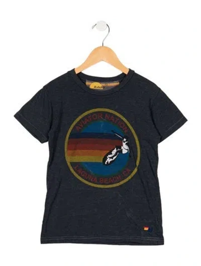 Pre-owned Aviator Nation Kids' Boys Graphic T-shirt In Blue