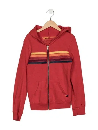 Pre-owned Aviator Nation Kids' Boys Multicolor Striped Long Sleeve Jacket In Red