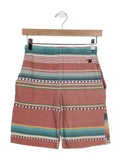 Pre-owned Aviator Nation Kids' Boys Pattern Printed Embroidered Shorts In Red