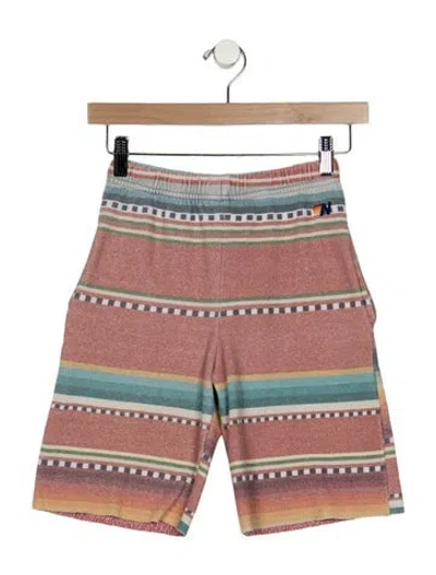 Pre-owned Aviator Nation Kids' Boys Pattern Printed Embroidered Shorts In Red