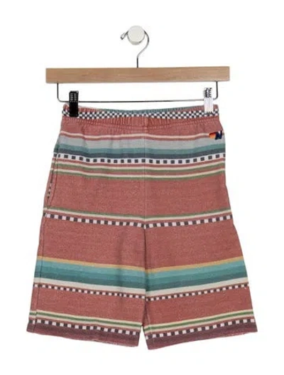 Pre-owned Aviator Nation Kids' Boys Pattern Printed Slit Pocket Shorts In Red