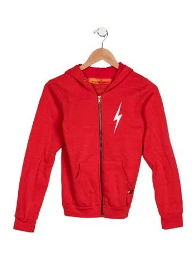 Pre-owned Aviator Nation Kids' Boys' Printed Graphic Zip Sweatshirt In Red