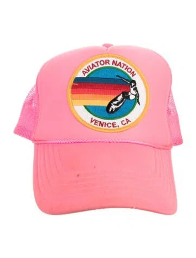 Pre-owned Aviator Nation Branded Baseball Hat In Pink