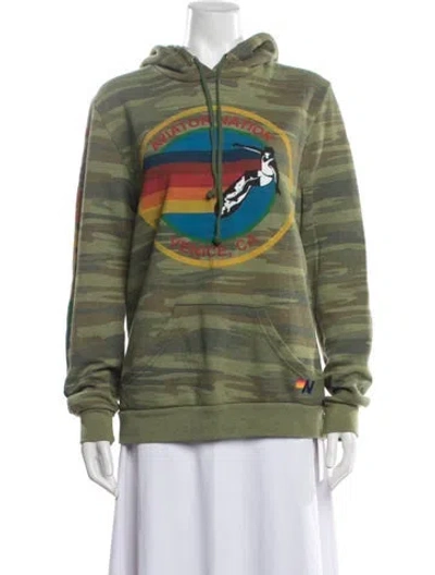 Pre-owned Aviator Nation Camouflage Print Camouflage Print Hoodie In Green