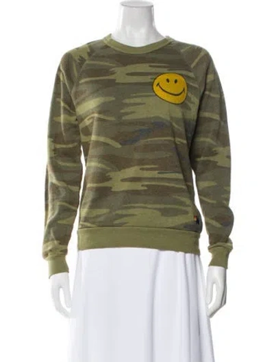 Pre-owned Aviator Nation Camouflage Print Crew Neck Sweatshirt In Green