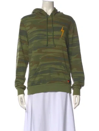 Pre-owned Aviator Nation Camouflage Print Crew Neck Sweatshirt In Green