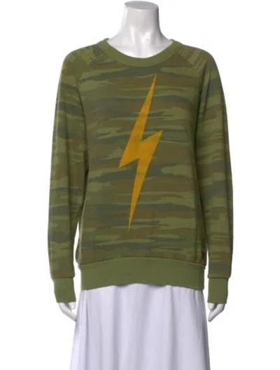 Pre-owned Aviator Nation Camouflage Print Crew Neck Sweatshirt In Green