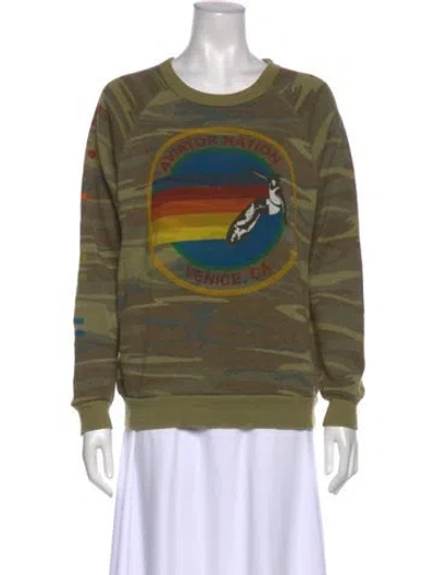 Pre-owned Aviator Nation Camouflage Print Crew Neck Sweatshirt In Multi