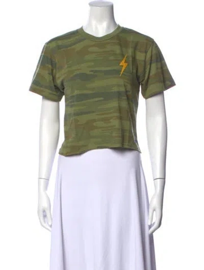 Pre-owned Aviator Nation Camouflage Print Crew Neck T-shirt In Green