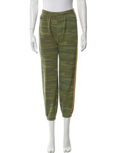 Pre-owned Aviator Nation Camouflage Print Embroidered Accent Sweatpants In Green