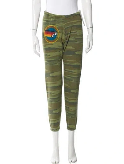 Pre-owned Aviator Nation Camouflage Print Embroidered Accent Sweatpants In Green