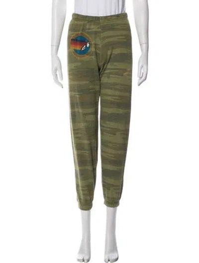 Pre-owned Aviator Nation Camouflage Print Embroidered Accent Sweatpants In Green