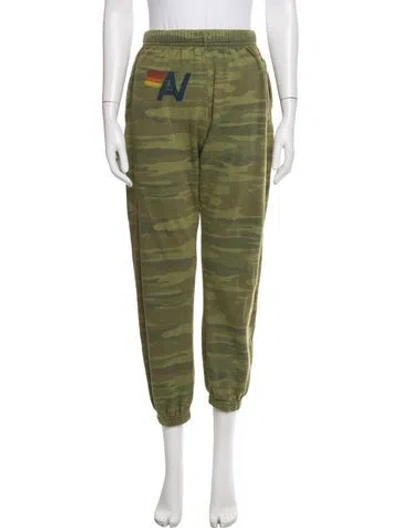 Pre-owned Aviator Nation Camouflage Print Embroidered Accent Sweatpants In Green