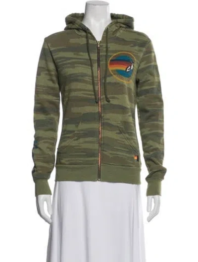 Pre-owned Aviator Nation Camouflage Print Jacket In Green