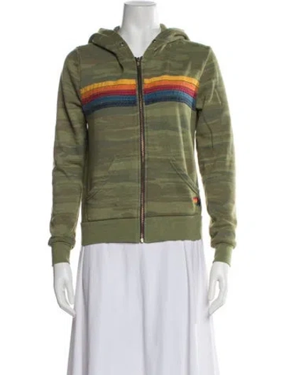 Pre-owned Aviator Nation Camouflage Print Jacket In Green