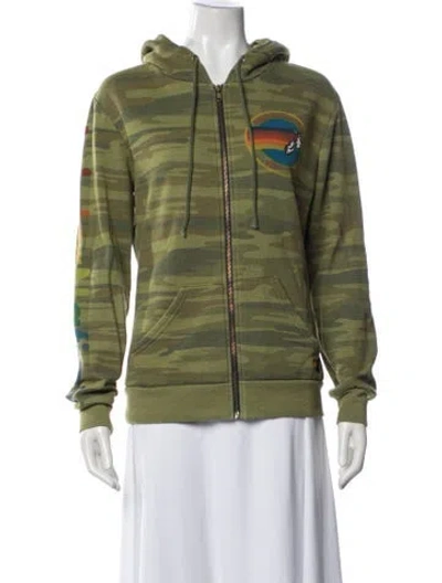 Pre-owned Aviator Nation Camouflage Print Jacket In Green