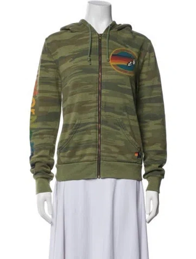 Pre-owned Aviator Nation Camouflage Print Jacket In Green