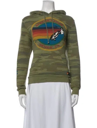 Pre-owned Aviator Nation Camouflage Print Jacket In Green