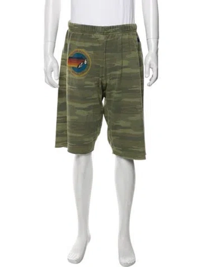 Pre-owned Aviator Nation Camouflage Print Jogger Shorts In Green